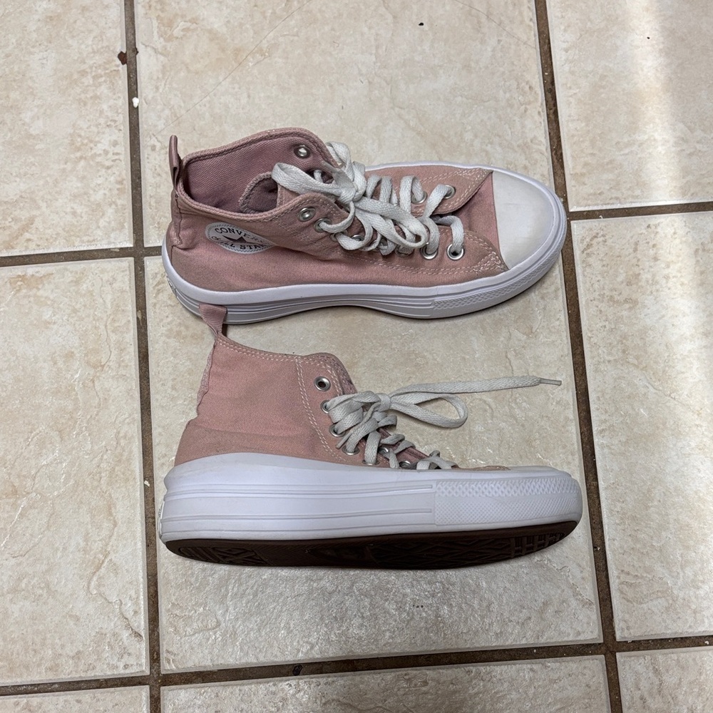 Converse All Star Move Hi Top Sneakers  Sz 6  girls pink canvas